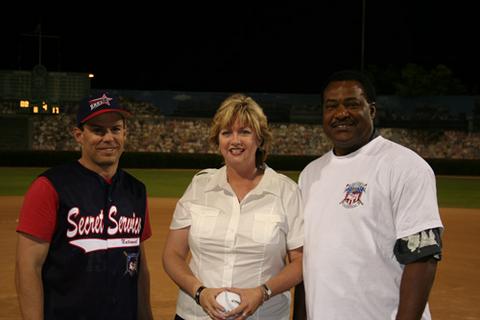 Julie Yarosh escorted by former MLB MVP Don Baylor - World Series II