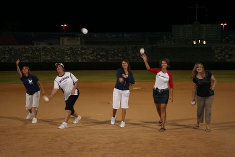 Some select wives of police softball threw out the first pitch at WS IV