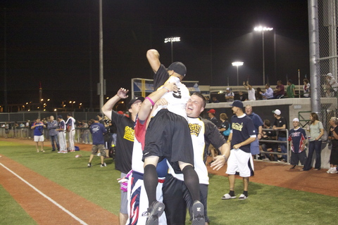 Jason Karas appears delighted to win the HR Derby at WS VII